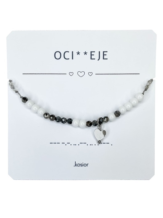 bransoletki na sznurku Bransoletka z Alfabetem Morse Labradoryt, Howlit i Ceramika