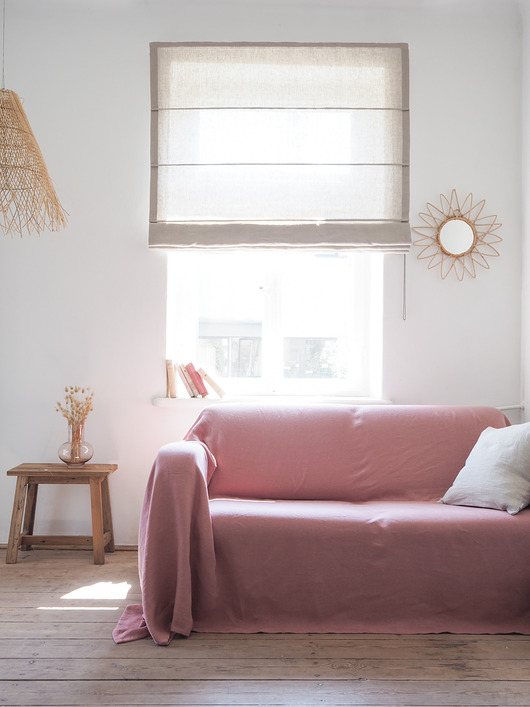 koce i narzuty Narzuta na kanapę heavy linen DUSTY PINK