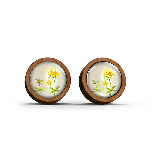 kolczyki drewniane Kolczyki drewniane - Wiesiołek - sztyfty