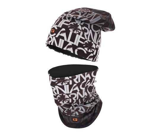 czapki damskie Komplet czapka i komin damski meski polar bawełna dwustronny ciepły brązowy