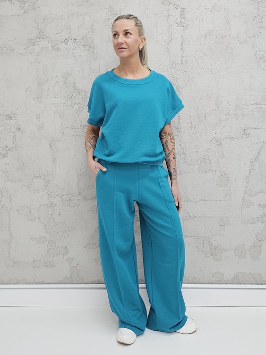 komplety damskie Chiara oversizowy komplet bezrękawnik i spodnie wide leg Alexandrite