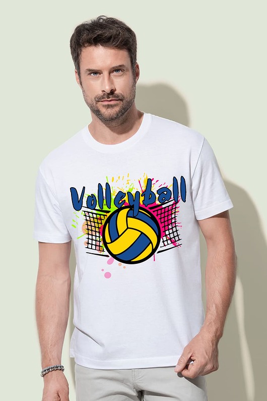 t-shirty męskie Koszulka organiczna z nadrukiem Volleyball color