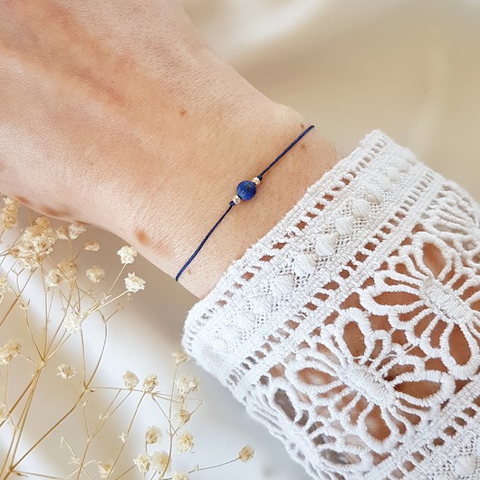 granatowa bransoletka z lapisem lazuli LEI handmade 