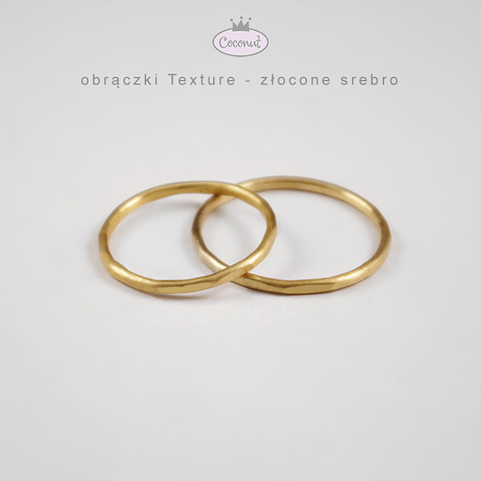 Obrączki TEXTURE - srebro złocone COCONUT
