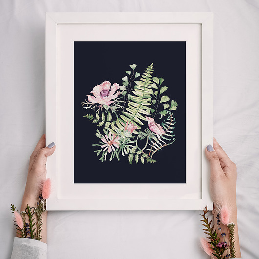 grafiki i ilustracje Plakat  rośliny  granatowy  A4  A3