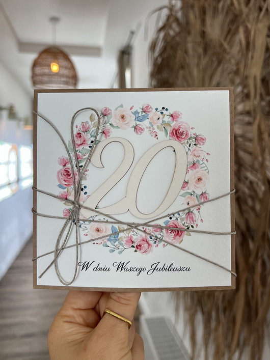 kartki scrapbooking Ręcznie robiona kartka życzenia z okazji 20. rocznicy ślubu