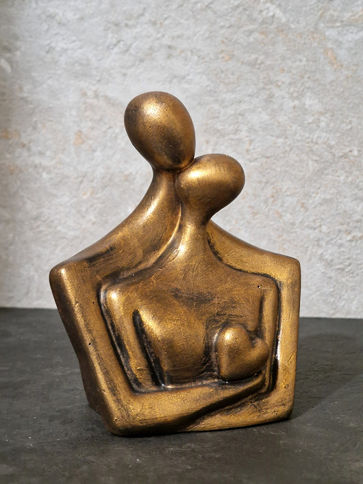 figurki i rzeźby Rzeźba z gipsu, Para Zakochanych, miodowe złoto, wys. 11,7 cm