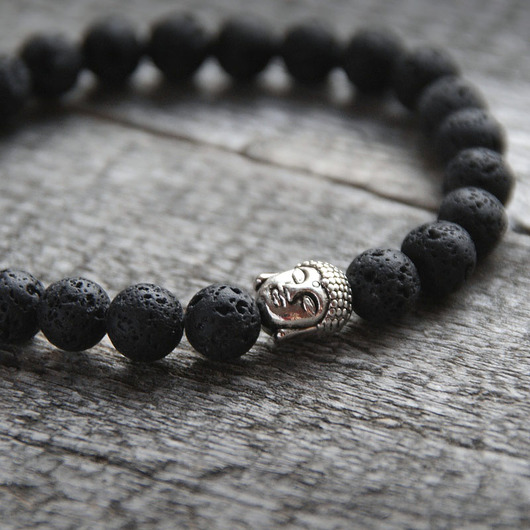 męska bransoletka :: buddha & BLACK LAVA II kaktusia