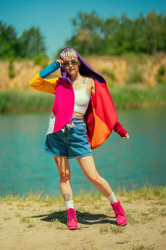 bluza z kapturem damska Mega kolorowa bluza bawełniana