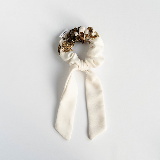 Scrunchie BROWN AND CREAM wu handmade