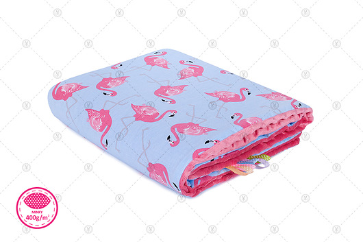 Ocieplany Kocyk Minky 75x100cm - Flamingi Makaszka