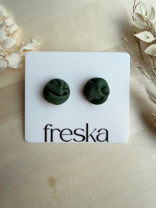 kolczyki z masy plastycznej Kolczyki Fabric -  zielone