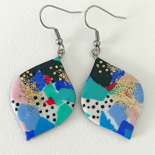 kolczyki z masy plastycznej Kolorowe Abstrakcyjne Kolczyki