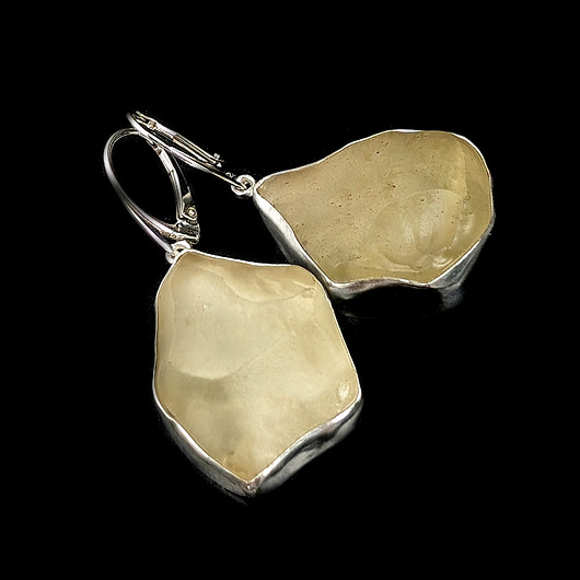 kolczyki srebrne Kolczyki srebrne Szkło libijskie