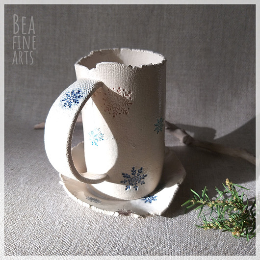 kubki Rustykalny zimowy ceramiczny zestaw do picia kawy, herbaty