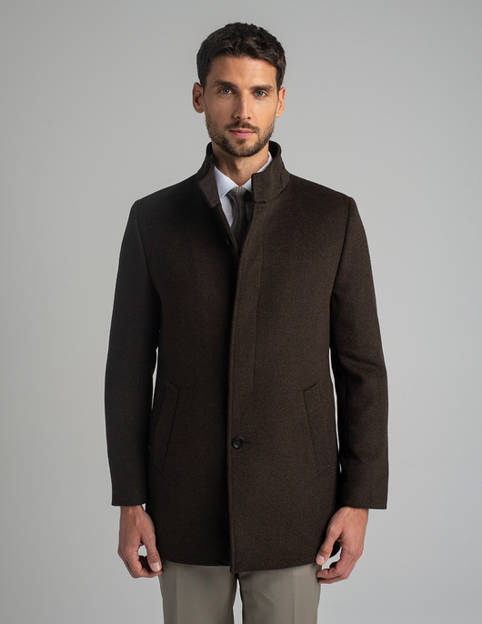 płaszcze i kurtki męskie Męski płaszcz wełniany rivara brązowy