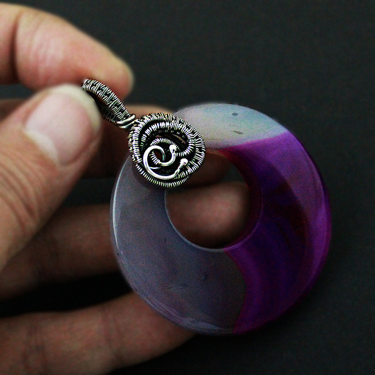 wisiory Vienna - wisior wire-wrapping z fioletowym agatem