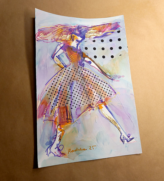 obrazy Kumoszka 27 - akwarela 16x24 cm unikat