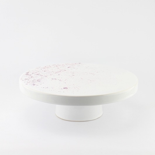 patery i talerze Biało różowa patera na ciasto duża
