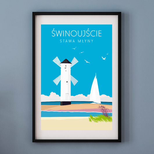 Plakat ŚWINOUJŚCIE STAWA MŁYNY A1 A. W. WIĘCKIEWICZ