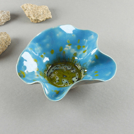 pojemniki na biżuterię Miseczka  ceramiczny niebieski kwiatek