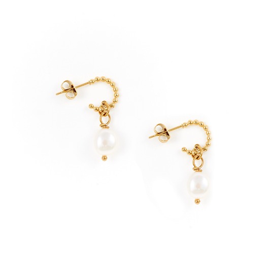 kolczyki - inne Pozłacane kolczyki półkola z Perłą