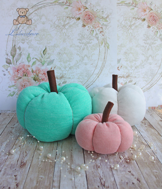 dodatki - różne Dekoracyjne dynie sweterkowe, komplet 3 szt GOTOWE