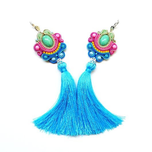 kolczyki soutache Sutaszowe kolczyki POSITANO z CHWOSTAMI