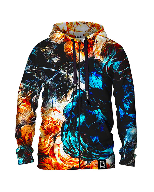 bluza z kapturem damska Damska Bluza Expres Zamek DR.CROW Akwarel Flowers