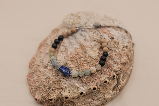 biżuteria męska Bransoletka Męska Lapis Lazuli Akwamaryn Drewno
