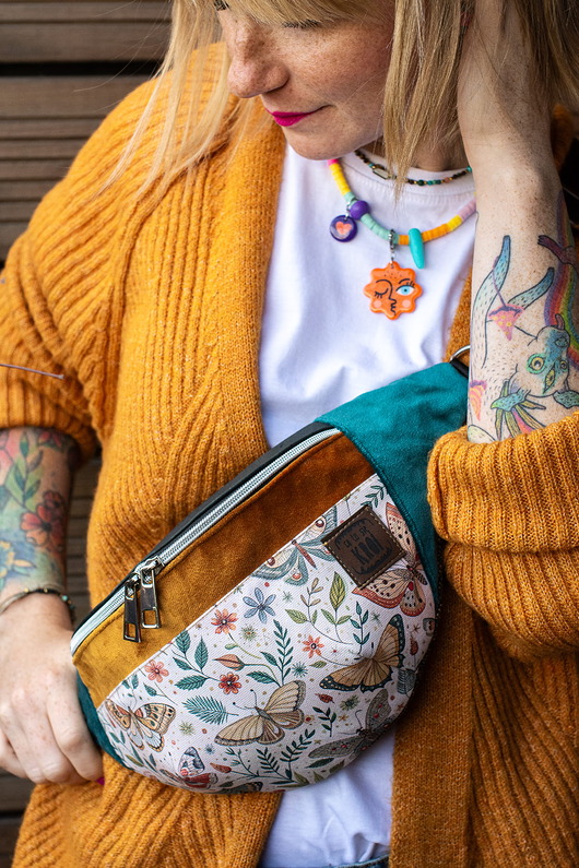 torby i nerki męskie Nerka w motyle zieleń i musztarda saszetka dla kobiety ROZKWIT SKRZYDEŁ