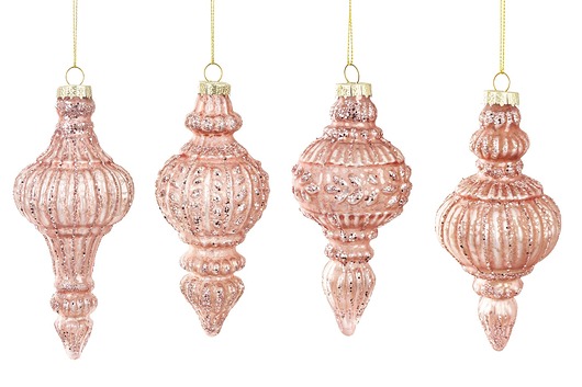 bombki Bombka szklana 4szt. 14x6, 12,5 cm JOLANDA różowa