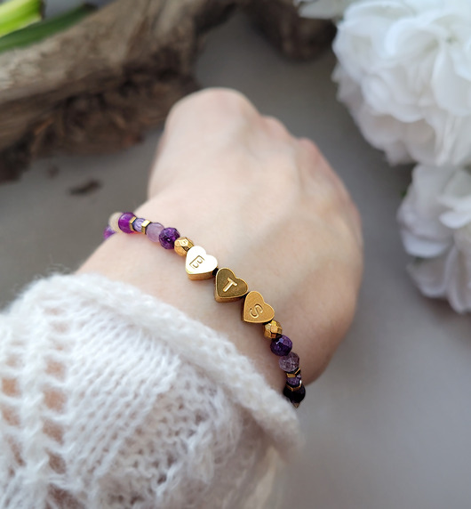 bransoletki z kamieni naturalnych BTS- Army- spełnij marzenia-- I purple you-  dla fanek kpop