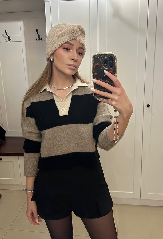 czapki damskie Opaska Jasmine podwójnie ocieplana