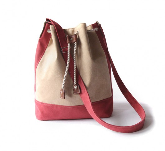 torebka h35 - cream&red&stripes -   elfagado