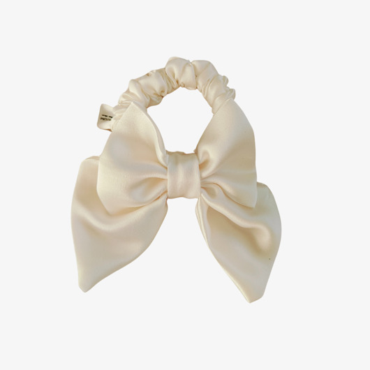 gumki do włosów Gumka jedwabna, scrunchie, frotka z kokardą biały lotos