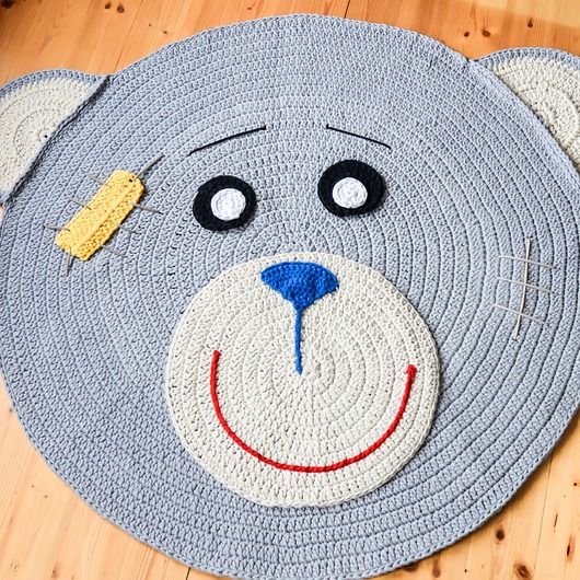 DYWAN MIŚ USZATEK 100 cm Rabarbar Handmade
