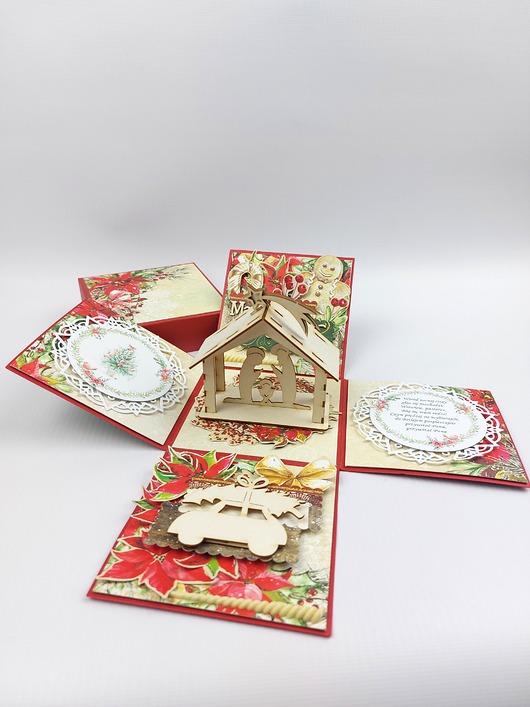 kartki scrapbooking Exploding Box na święta Bożego Narodzenia