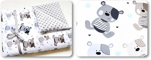 KOMPLET_kocyk + poduszka_MISIE TEDDY_75x100 MOJAMAJA