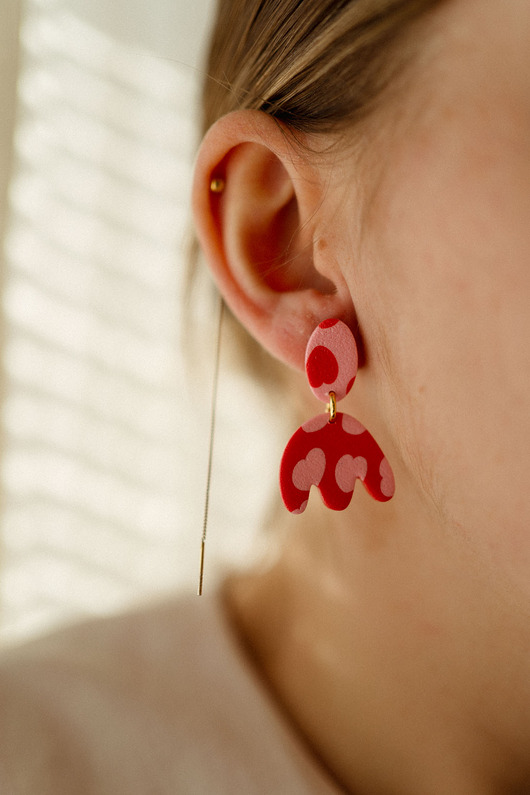 kolczyki z masy plastycznej Kolczyki TULIPANY edycja walentynkowa