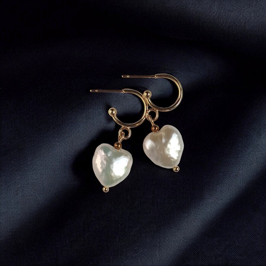 kolczyki pozłacane Serce - perła : kolczyki pozłacane : wyjątkowy prezent PREMIUM