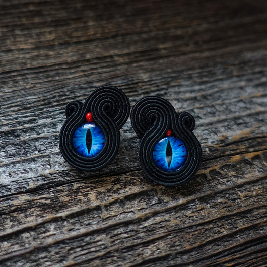 kolczyki soutache Smocze oko - kolczyki soutache