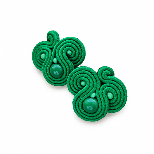 kolczyki soutache Zielone kolczyki sutasz