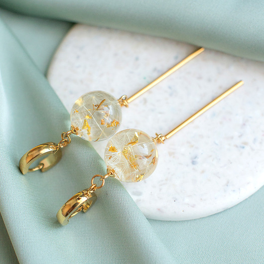 kolczyki z żywicy Kolczyki z rzęsek dmuchawca