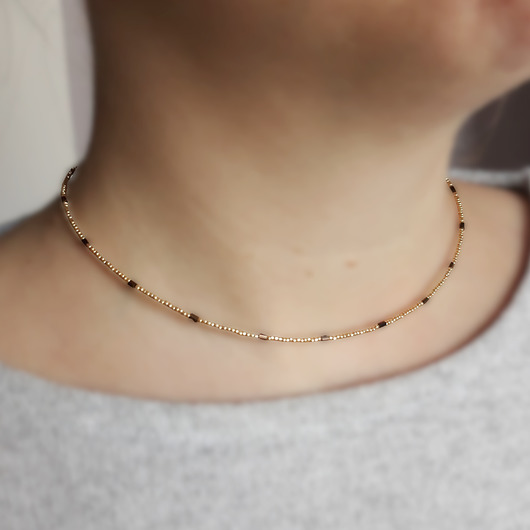 COPPER AND GOLD SNAKE kolia drobnych koralików Ikati Jewellery
