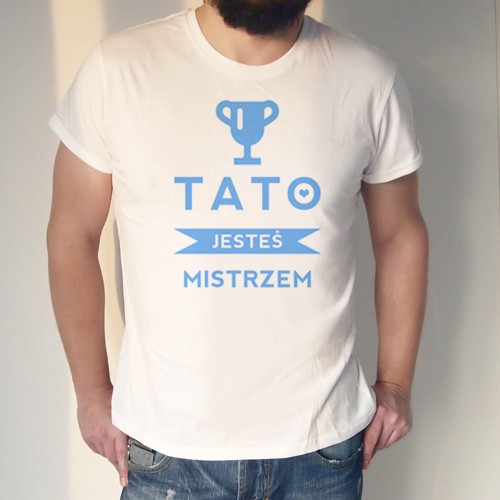 Tato jesteś Mistrzem Podwinięta męska Biała ONE MUG A DAY