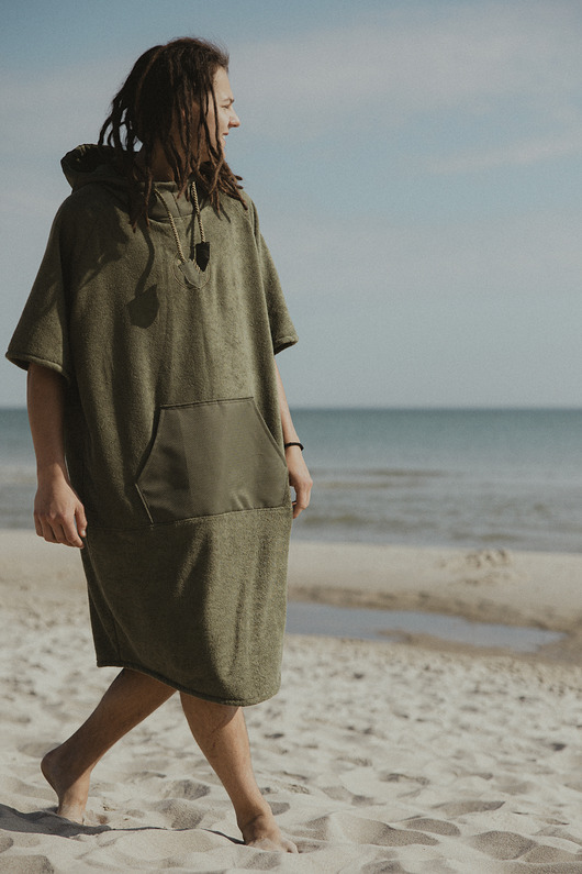 bluzy męskie Surf ponczo plażowe dark GRASS, ręcznik kąpielowy