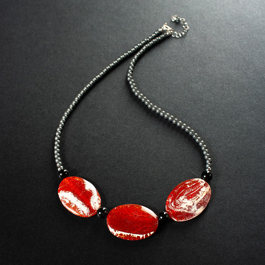 kolie Naszyjnik z agatem, onyksem i hematytem. [SN17]