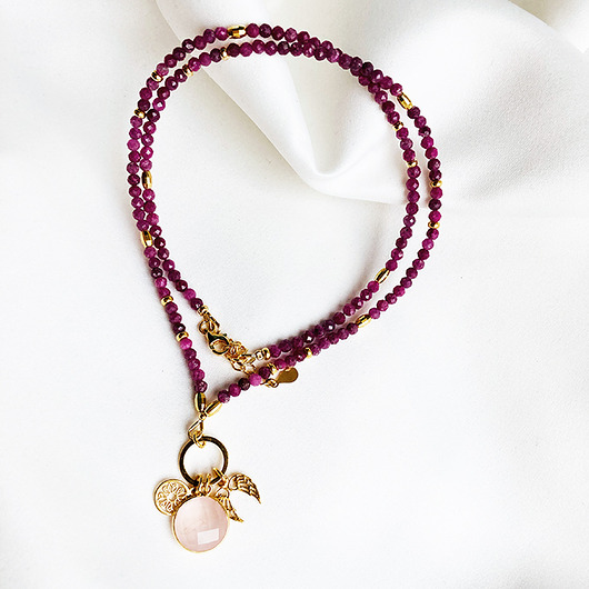 korale Moc  Miłości- NASZYJNIK z Rubinów, rubiny korale