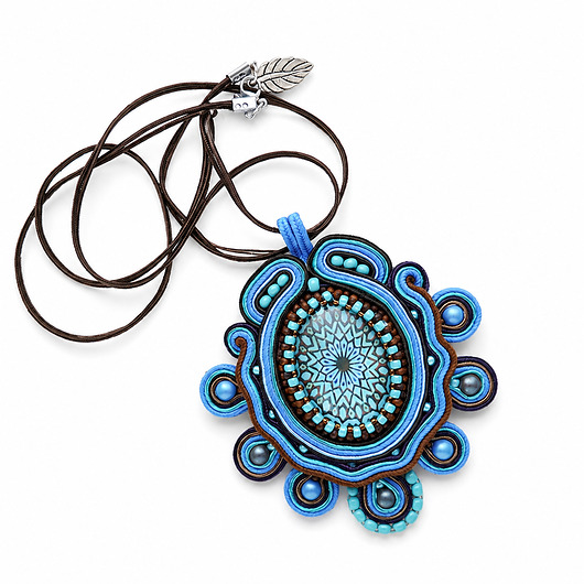 wisiory Niebieski wisior soutache z mandalą